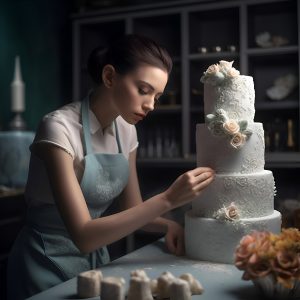 Realización de decoraciones de repostería y expositores