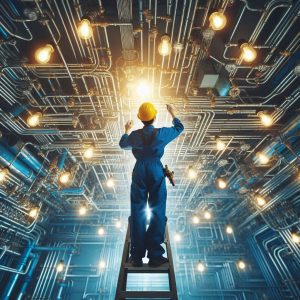 crear una imagen de un apersona de mantenimiento trabajando de